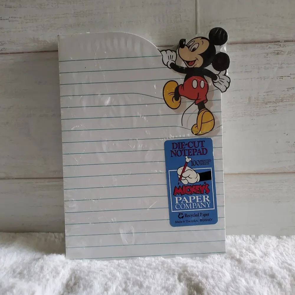 Vintage Mickey Mouse Die-cut Notepad Made in USA